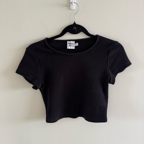 Princess Polly Black Ribbed Tee - Picture 1 of 3